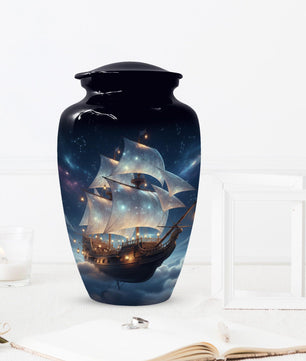 Sailboat Urns For Human Ashes | Heavenly Ship Custom Funeral Urn For Adults