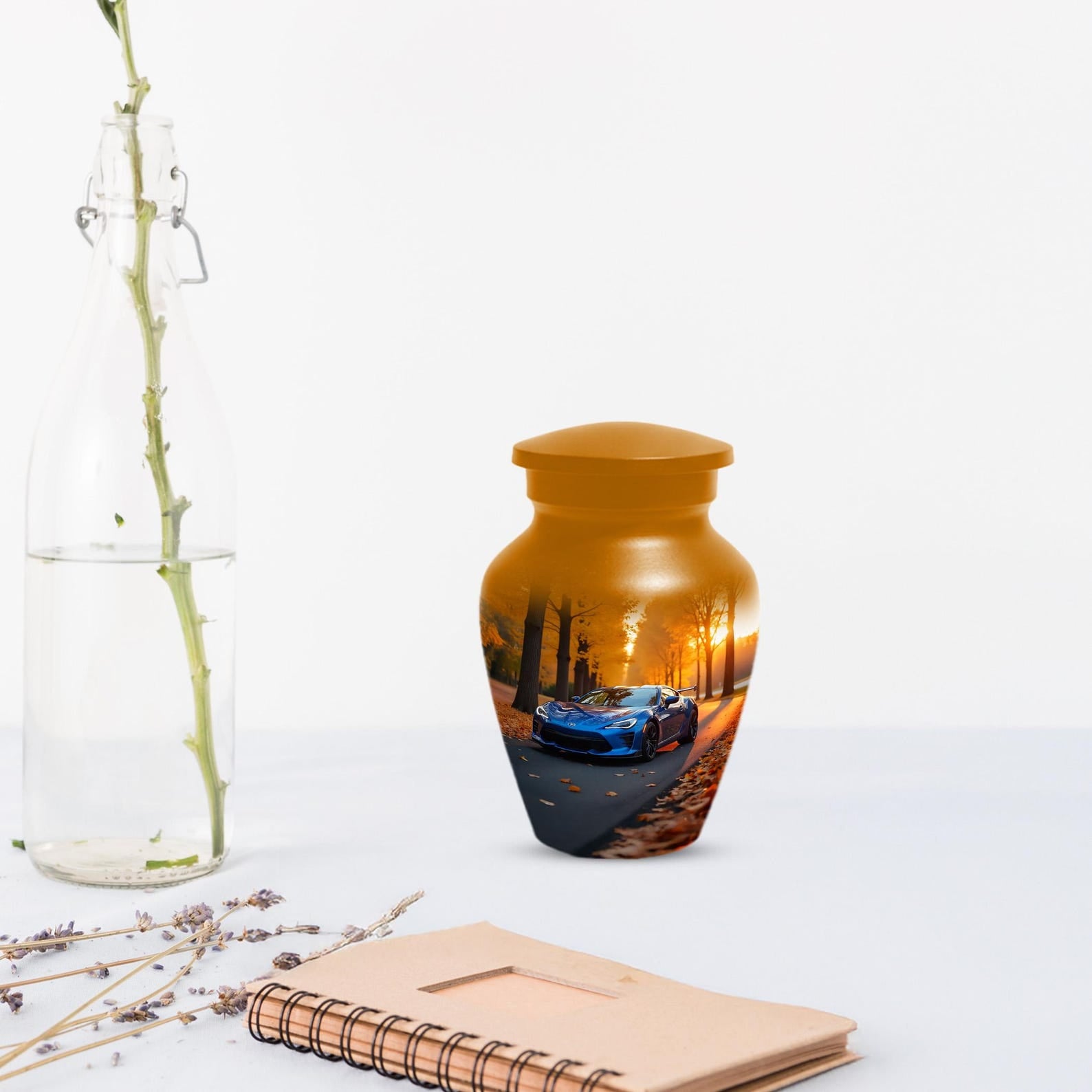 Blue Car Urns For Adults Human Ashes | Unique Keepsake Small Cremation Urn For Dad
