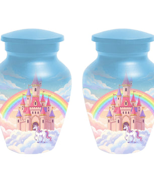 Castle Unicorn Urn For Ashes - Cremation Keepsake Fairy Urns For Baby Girl