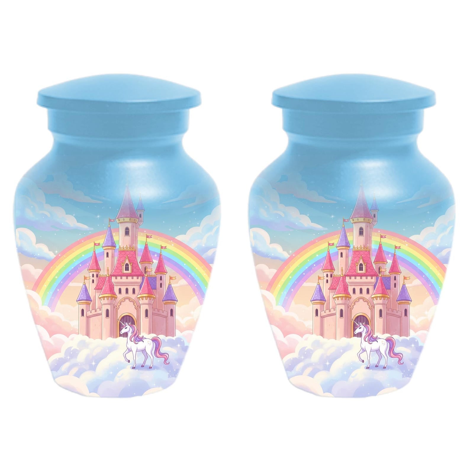 Castle Unicorn Urn For Ashes - Cremation Keepsake Fairy Urns For Baby Girl
