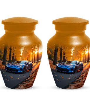 Blue Car Urns For Adults Human Ashes | Unique Keepsake Small Cremation Urn For Dad