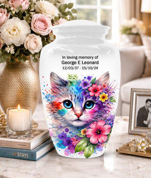 Cat Urn For Ashes - Floral Cremation Keepsake Mini Urns For Pet Remains