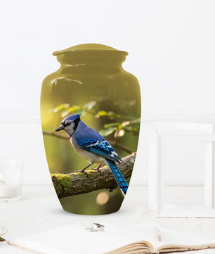 Blue Jay Urn For Ashes - Bird Cremation Keepsake Urns For Adults