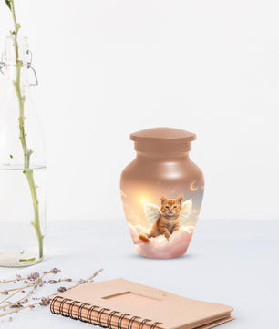 Orange Cat Cremation Urn For Ashes | Ginger Kitten Pet Small Keepsake Urns