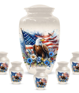 Eagle Patriotic Urn For Veteran - Flower Eagles Urns For Army Veterans