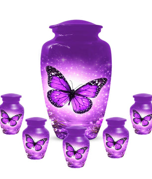 Purple Butterfly Urn For Mom - Cremation Urns For Women With Butterflies
