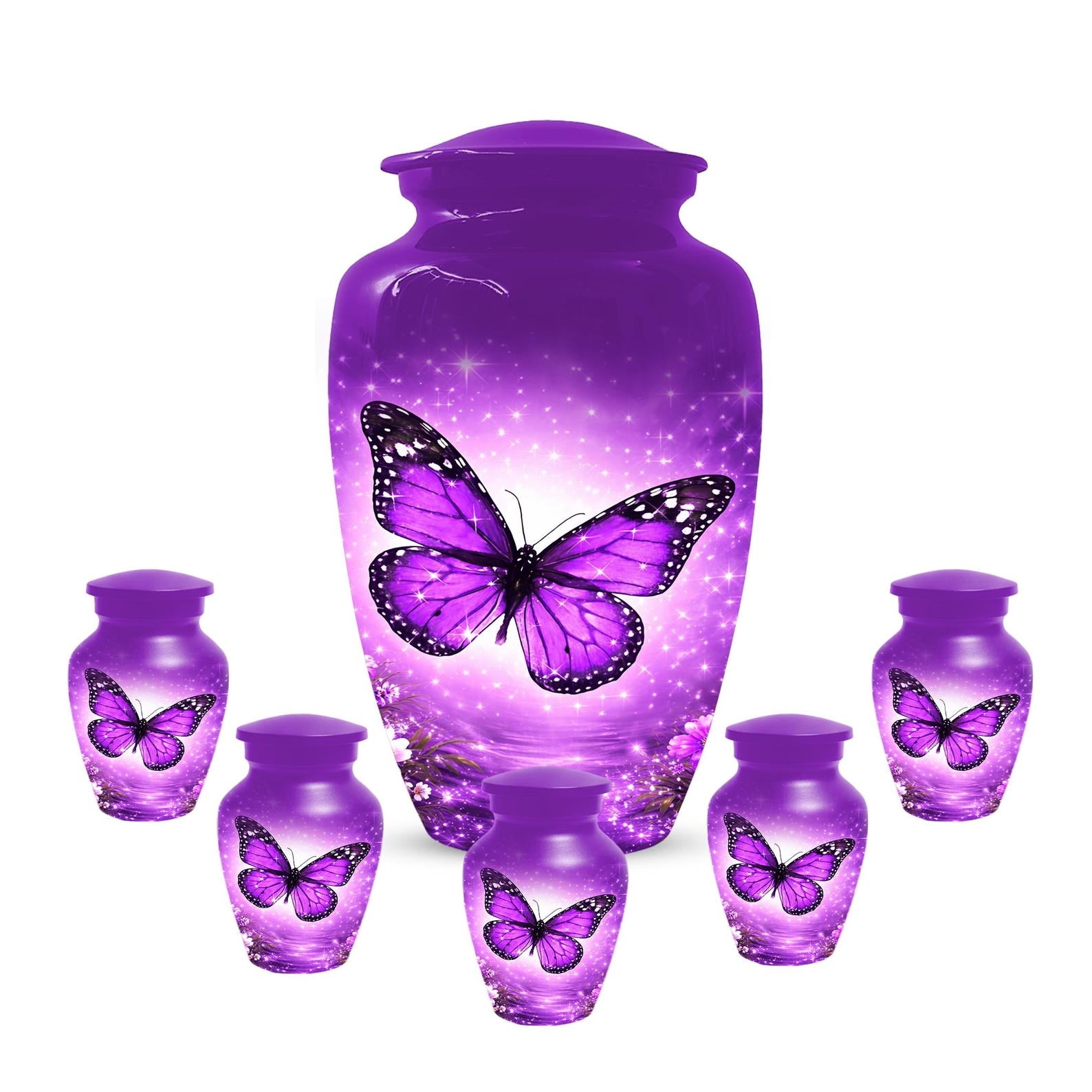 Purple Butterfly Urn For Mom - Cremation Urns For Women With Butterflies