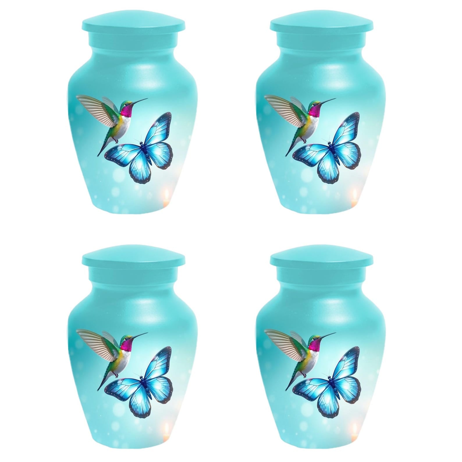 Blue Butterfly and Hummingbird Urn - Humming bird Cremation Urns For Ashes
