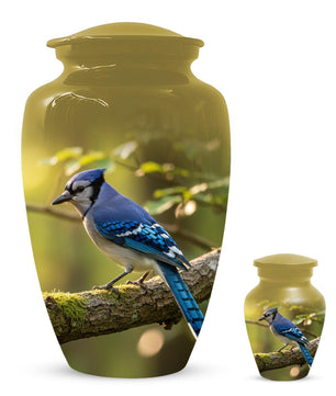 Blue Jay Urn For Ashes - Bird Cremation Keepsake Urns For Adults