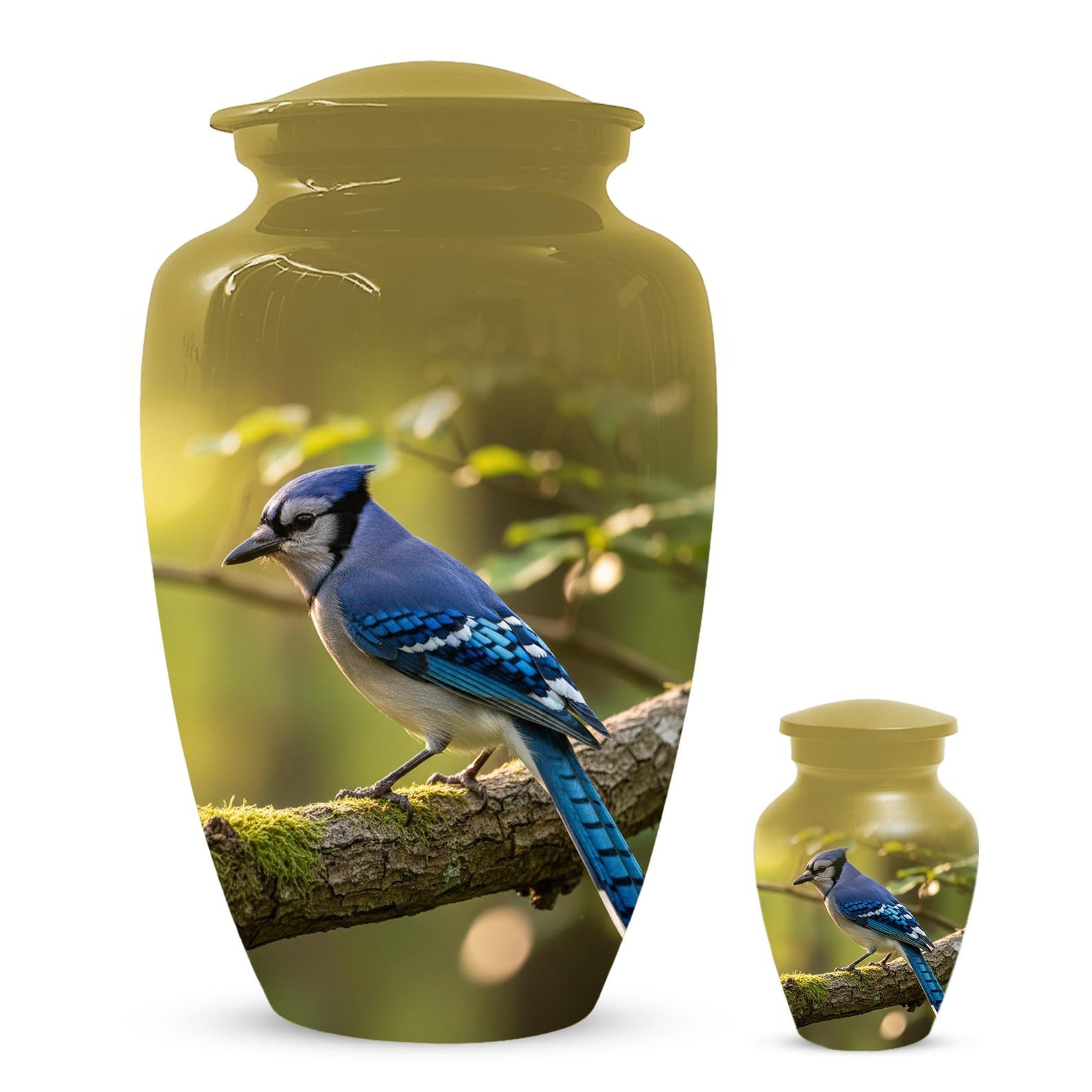 Blue Jay Urn For Ashes - Bird Cremation Keepsake Urns For Adults