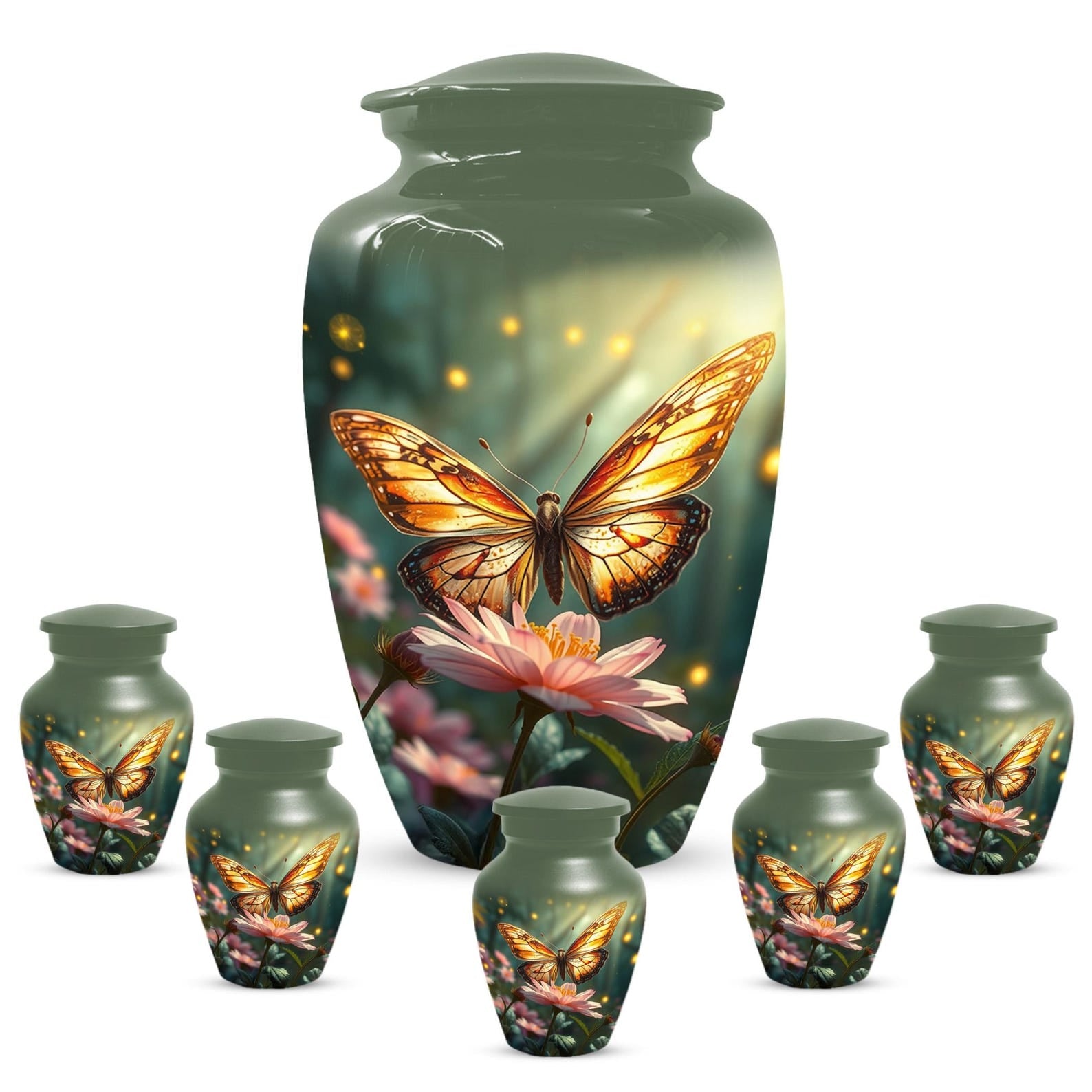 Yellow Butterfly Urn for Female Ashes - Cremation Urns With Butterflies and Flower