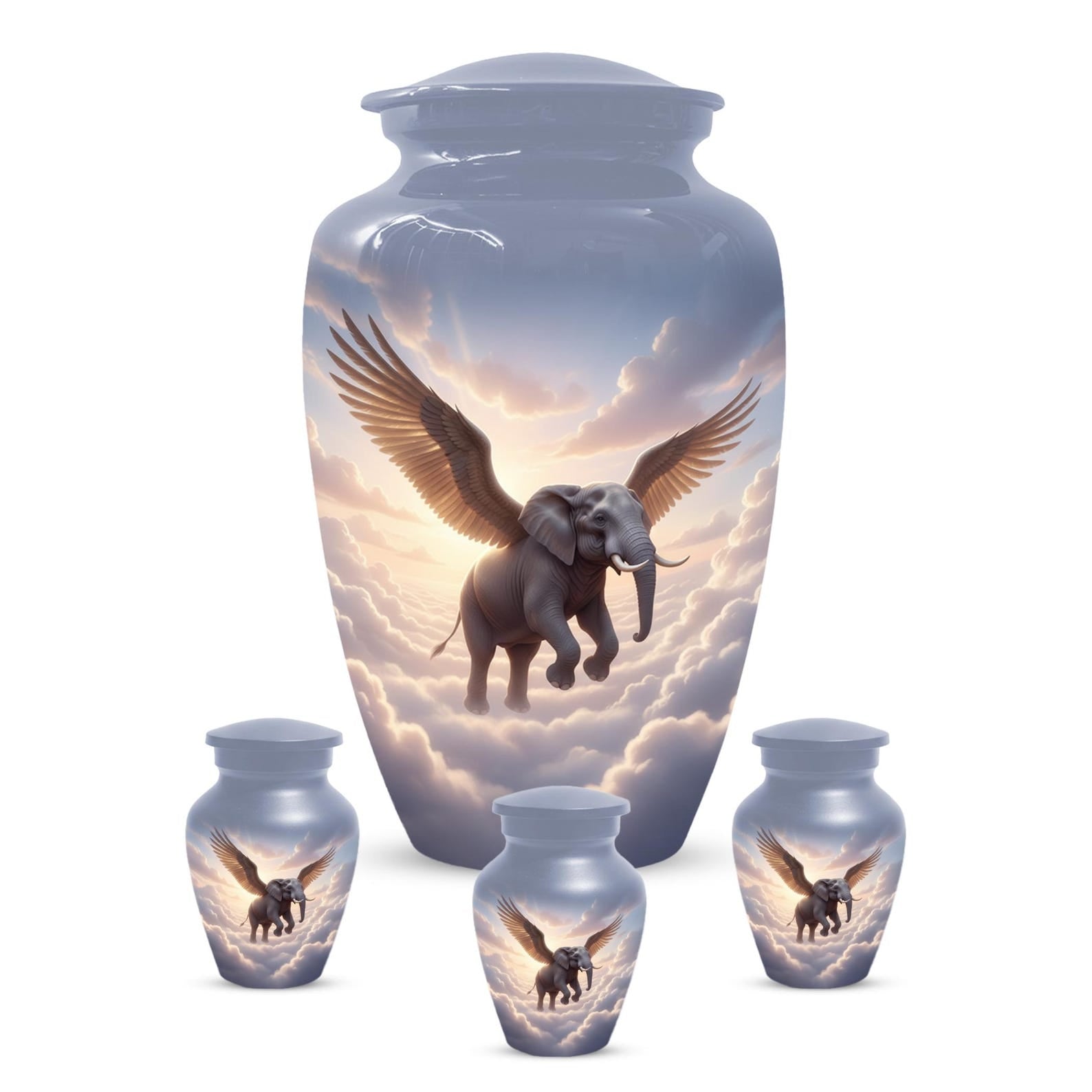 Elephant Angel Urn for Mom Ashes | Personalized Mini Small Keepsake Urns For Women