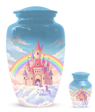 Castle Unicorn Urn For Ashes - Cremation Keepsake Fairy Urns For Baby Girl