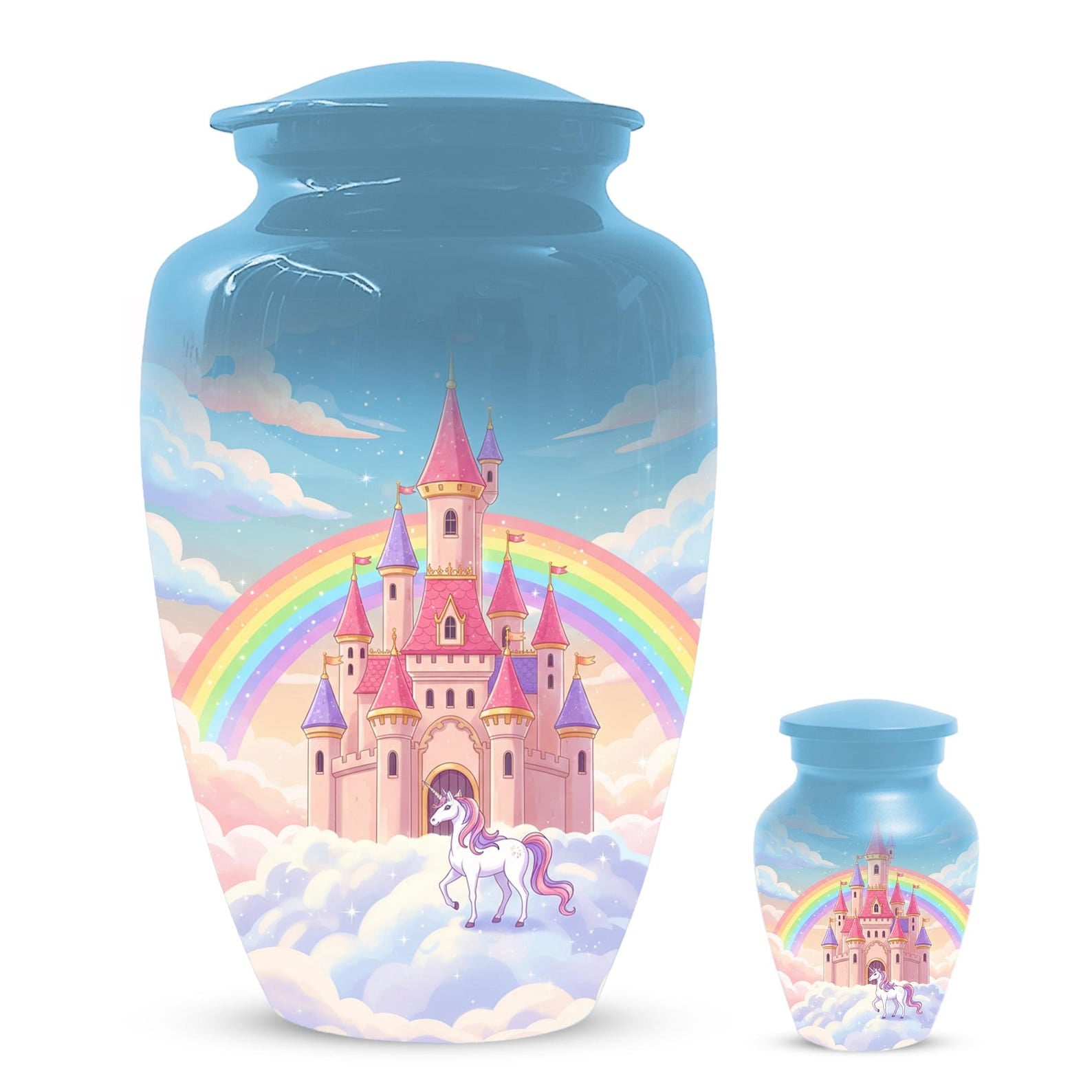 Castle Unicorn Urn For Ashes - Cremation Keepsake Fairy Urns For Baby Girl