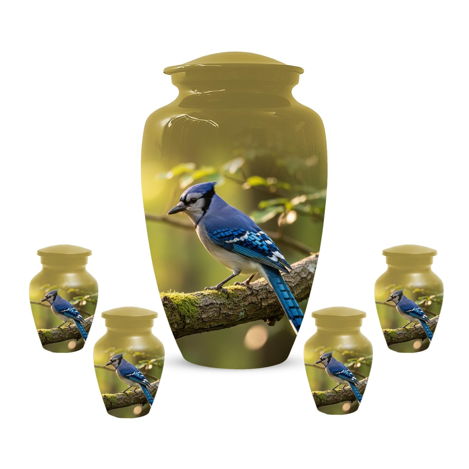 Blue Jay Urn For Ashes - Bird Cremation Keepsake Urns For Adults