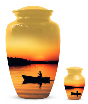 Sunset Fishing Urn for Human Ashes Male | Fisherman Cremation Urns For Dad
