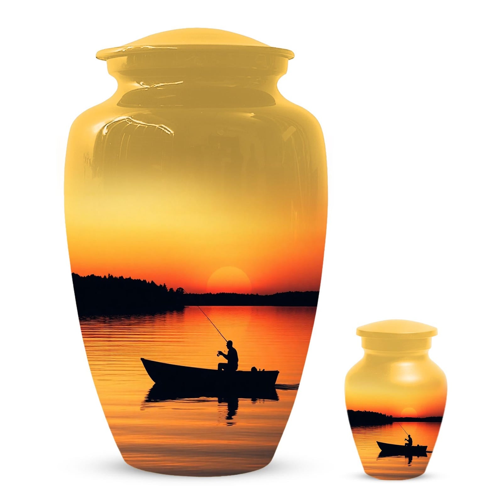 Sunset Fishing Urn for Human Ashes Male | Fisherman Cremation Urns For Dad