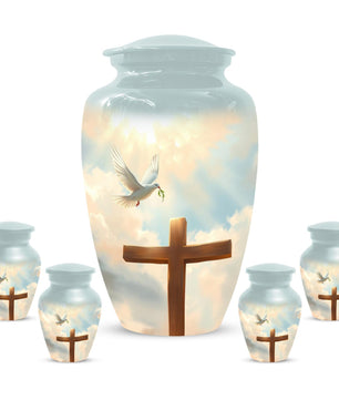 Dove Urn for Ashes - Celtic Cross Religious Urns For Adult Male & Female Ash