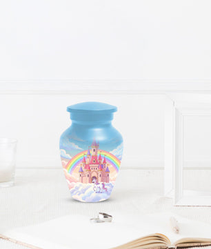 Castle Unicorn Urn For Ashes - Cremation Keepsake Fairy Urns For Baby Girl