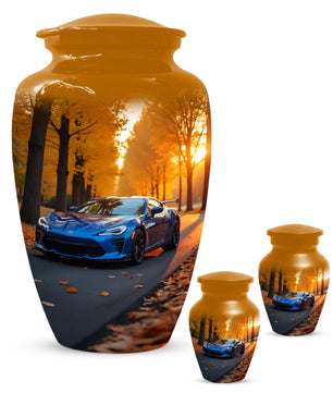 Blue Car Urns For Adults Human Ashes | Unique Keepsake Small Cremation Urn For Dad