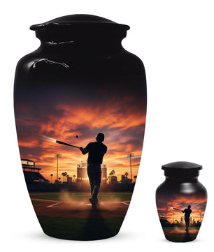 Baseball Player Urn for Dad, Stadium Keepsake Cremation Urns For Adult Male