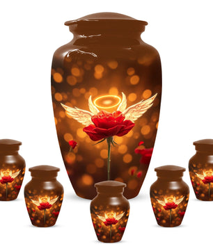 Red Rose Cremation Urn For Women - Personalized Flower Mini Keepsake Urns For Mom Ashes