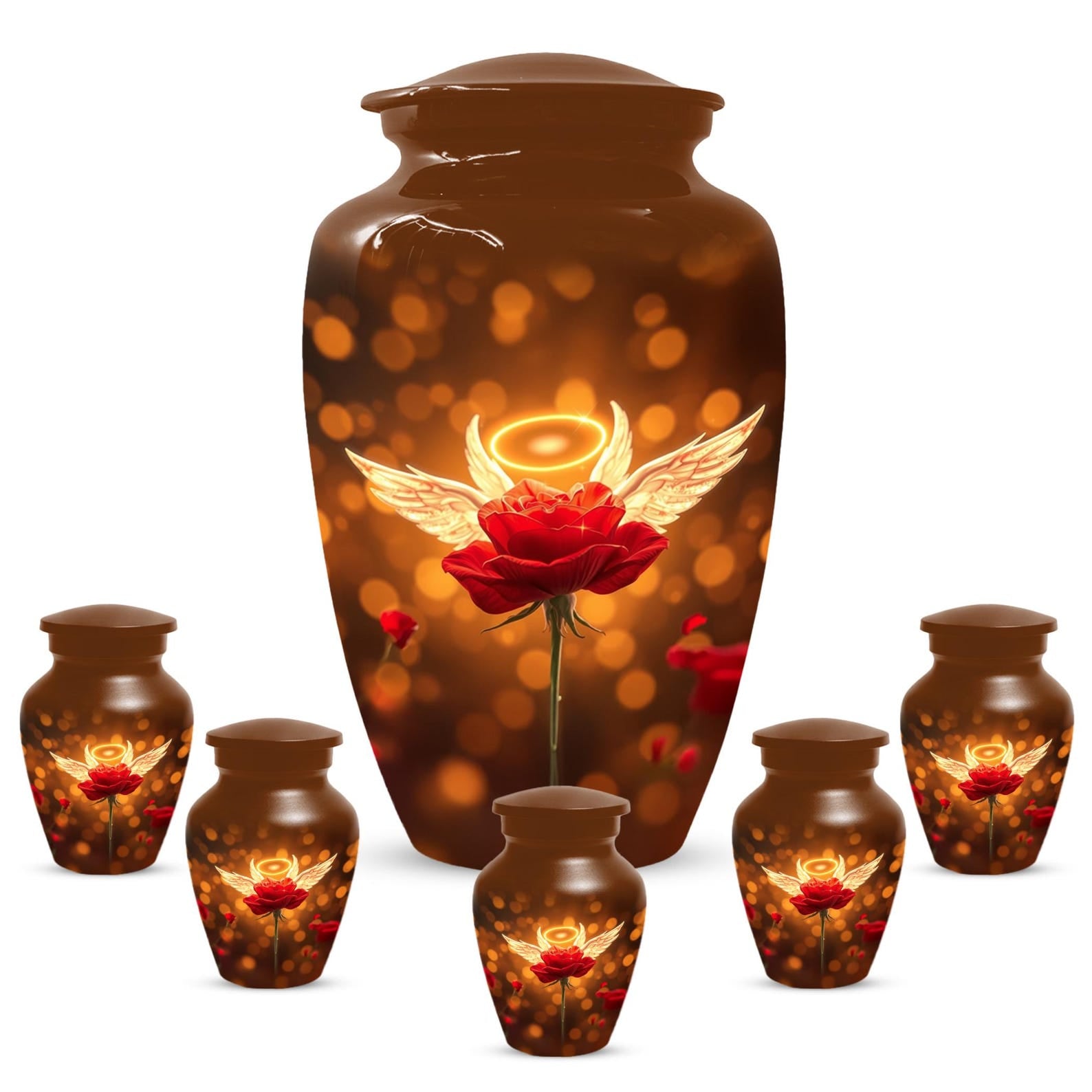 Red Rose Cremation Urn For Women - Personalized Flower Mini Keepsake Urns For Mom Ashes