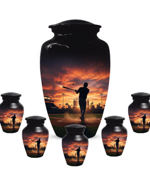 Baseball Player Urn for Dad, Stadium Keepsake Cremation Urns For Adult Male