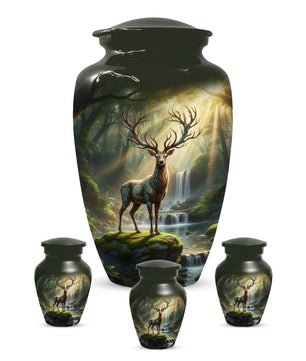 Deer Forest Urn For Human Ashes | Enchanted Hunting Mini Cremation Urns For Adults