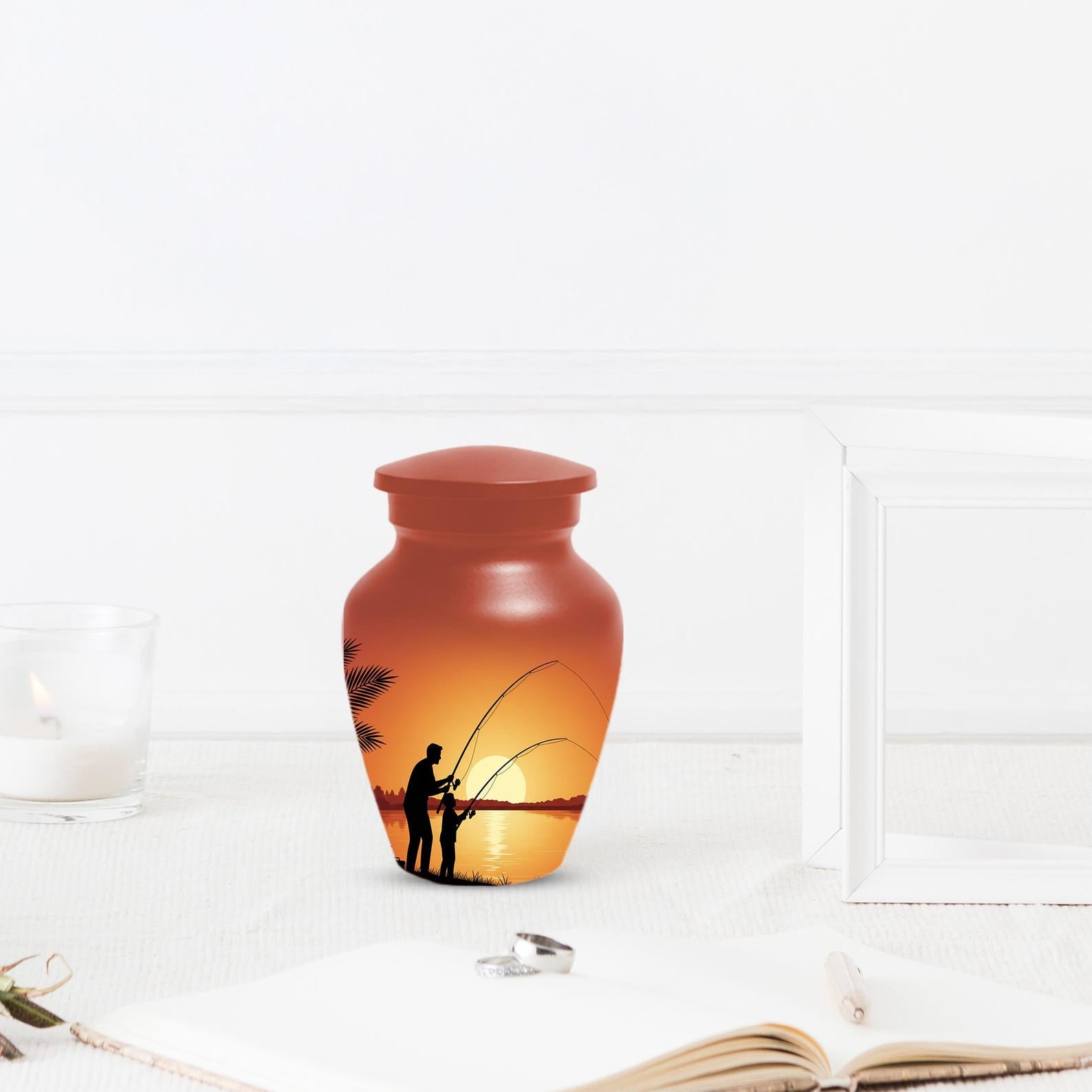 Father Son Fishing Memorial Urn For Dad | Fisherman Cremation Urns For Adult Male
