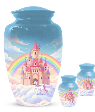 Castle Unicorn Urn For Ashes - Cremation Keepsake Fairy Urns For Baby Girl