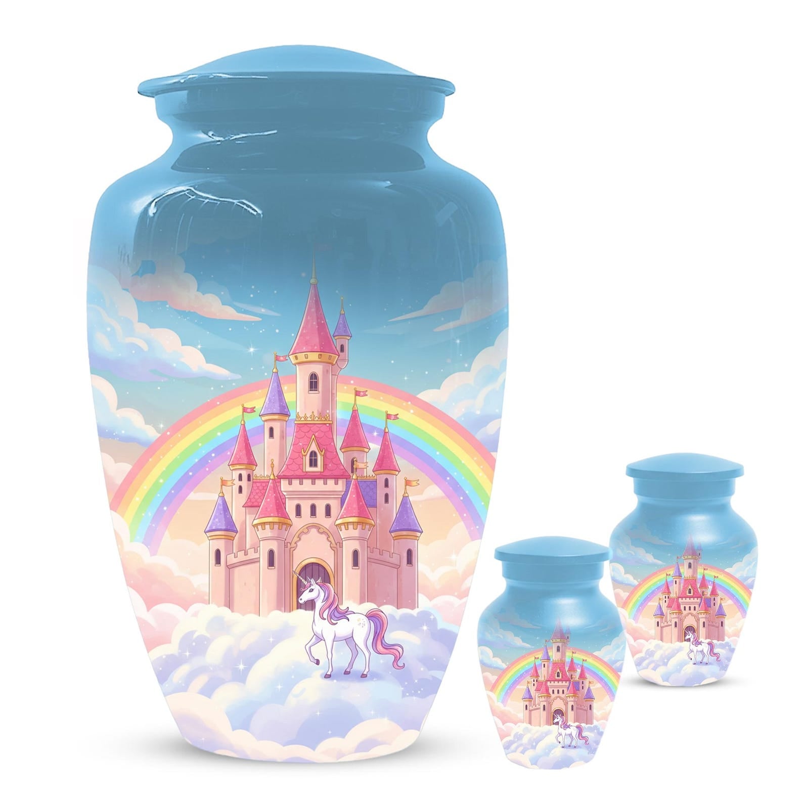 Castle Unicorn Urn For Ashes - Cremation Keepsake Fairy Urns For Baby Girl