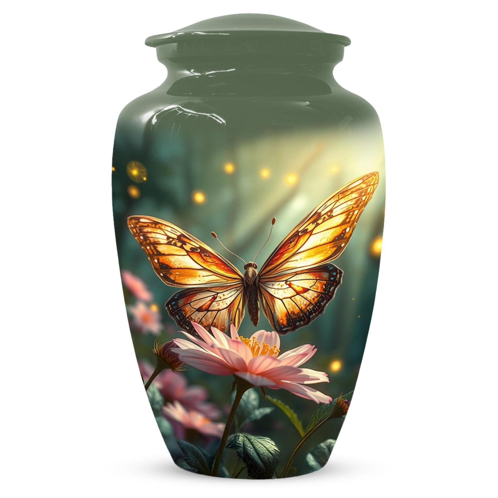 Yellow Butterfly Urn for Female Ashes - Cremation Urns With Butterflies and Flower