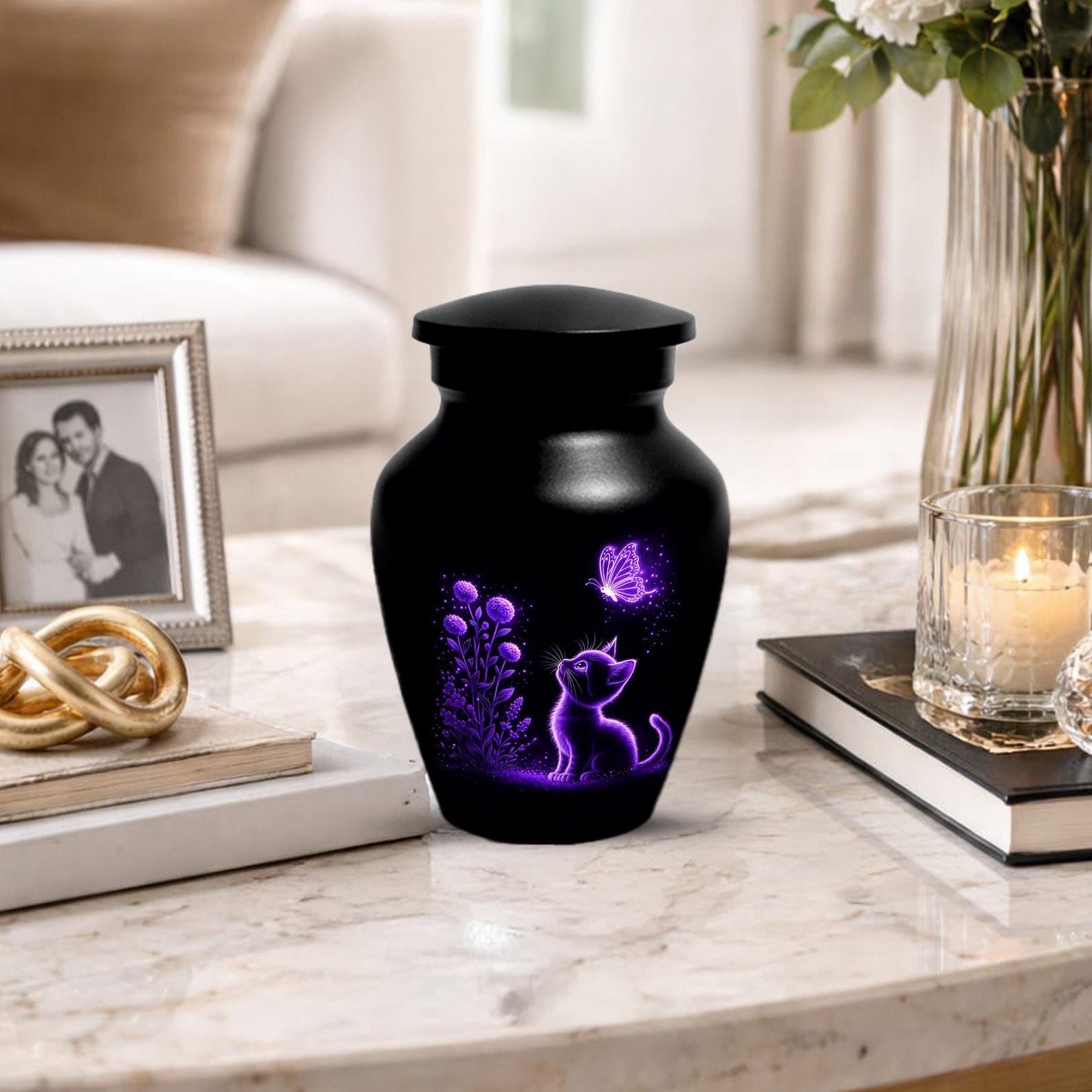 Black Cat Urn For Ashes - Cremation Mini Keepsake Urns For Pet Ash Remains