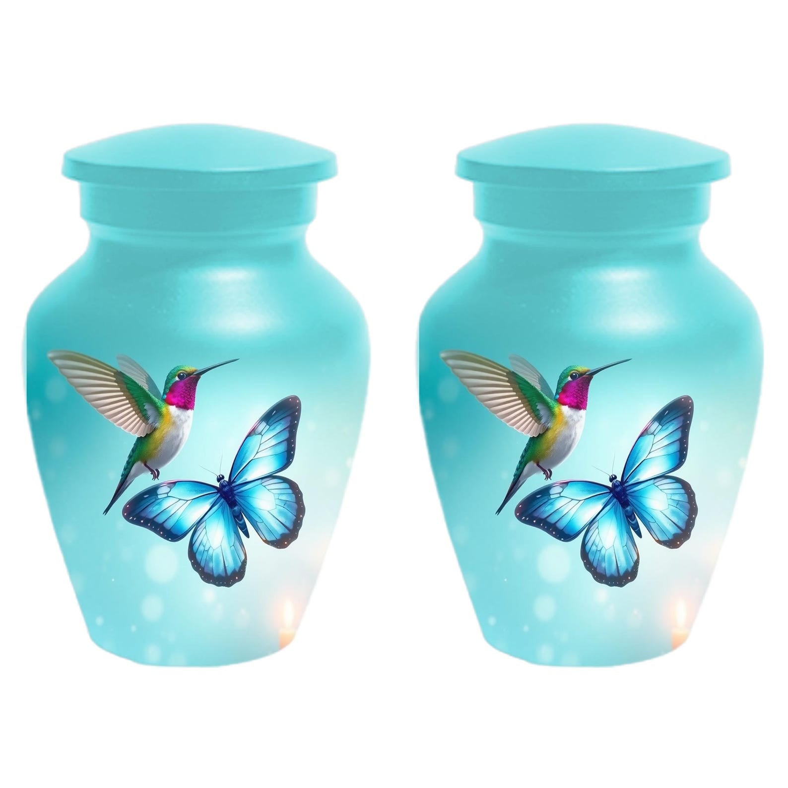 Blue Butterfly and Hummingbird Urn - Humming bird Cremation Urns For Ashes