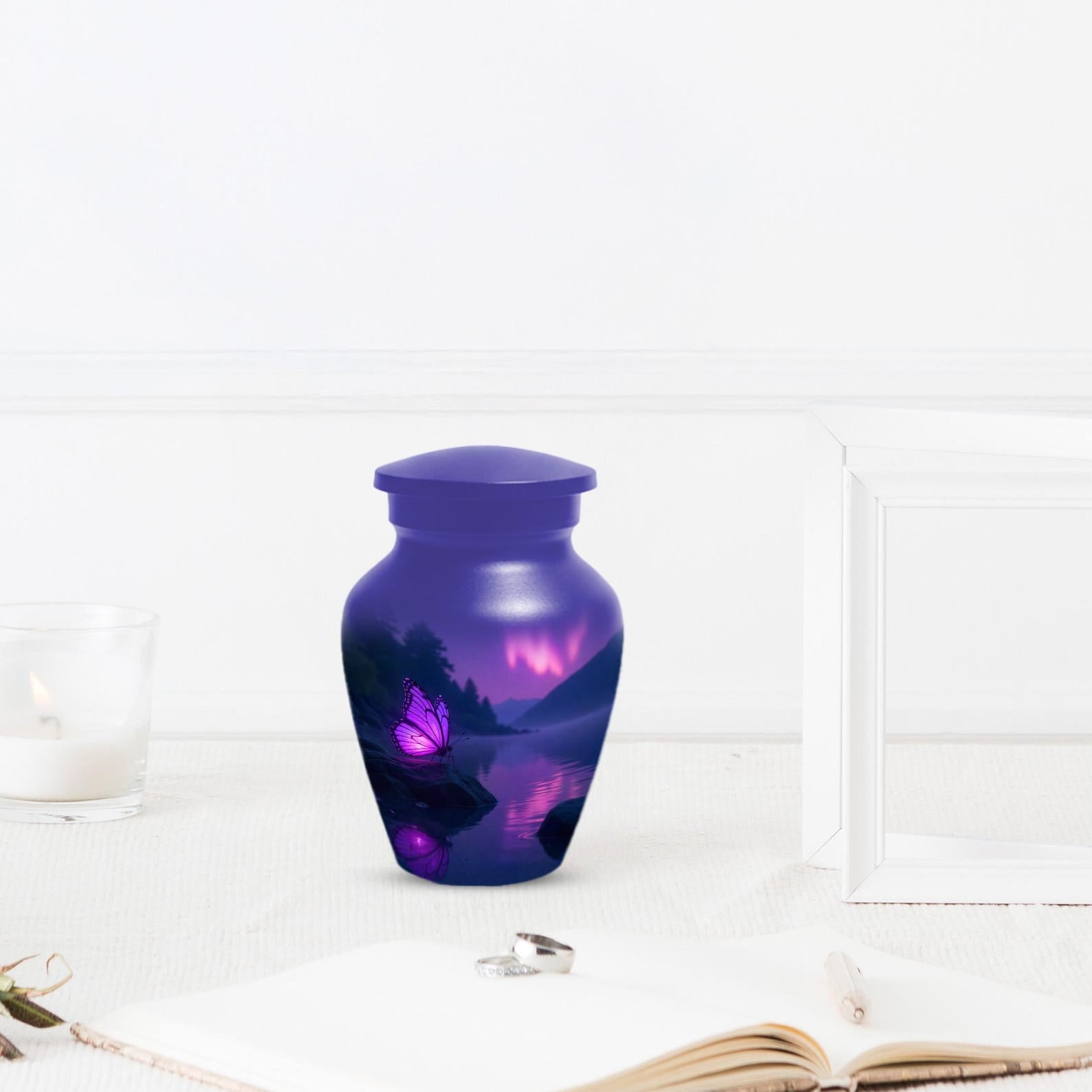 Pink Butterfly Urn for Female Ashes, Purple Cremation Mini Urns For Mom