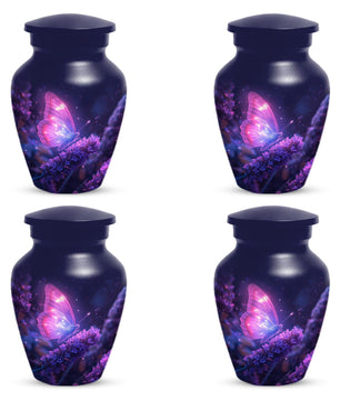 Purple Butterfly Urns For Ashes, Personalized Pink Small Keepsake Urn for Women