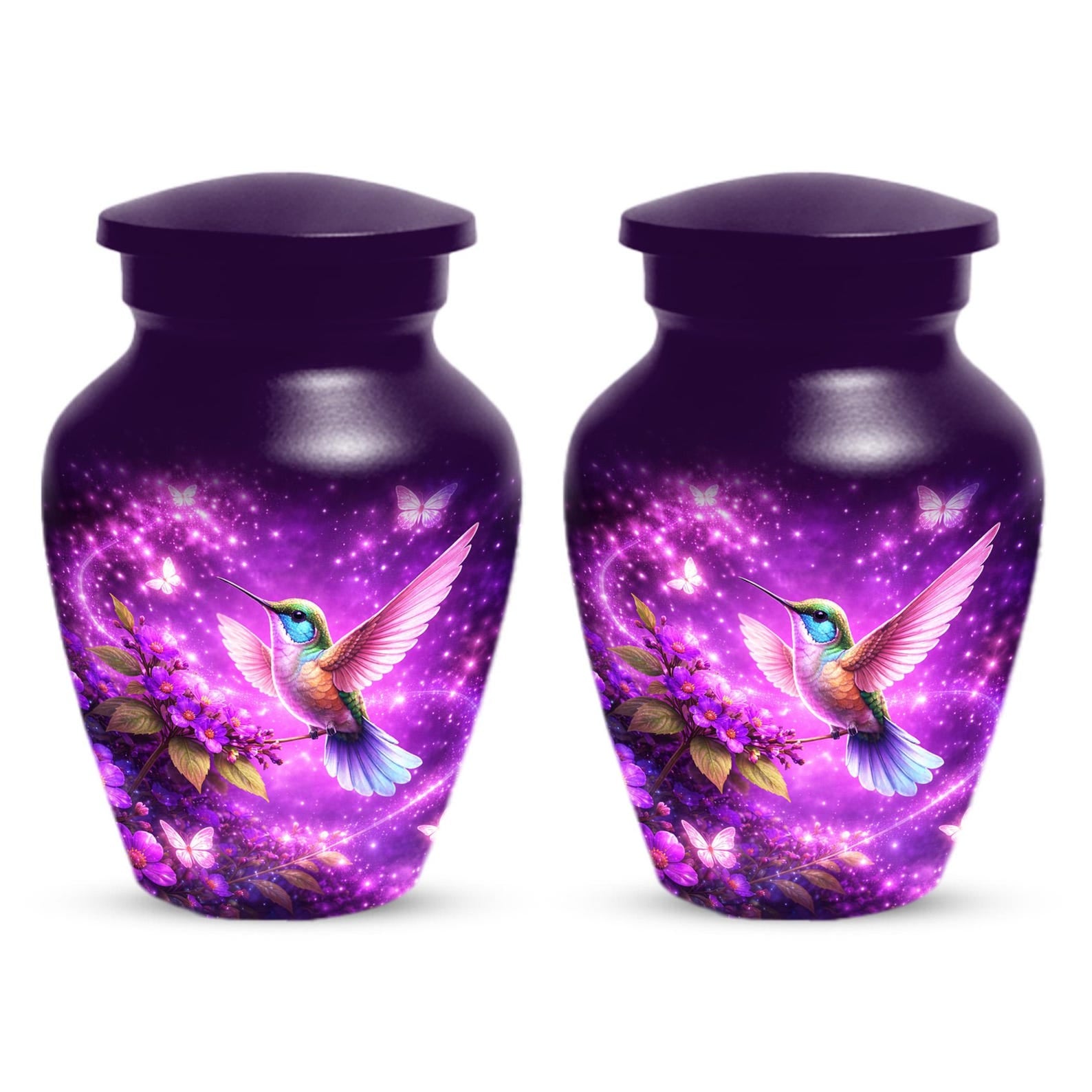 Purple Hummingbird Urn For Human Ashes - Humming Bird Urns For Male and Female