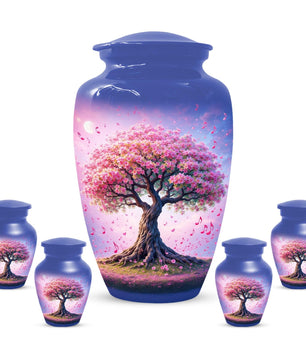 Floral Music Tree Urn For Human Ashes - Flower Custom Cremation Mini Keepsake Urns Set