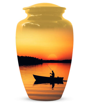 Sunset Fishing Urn for Human Ashes Male | Fisherman Cremation Urns For Dad