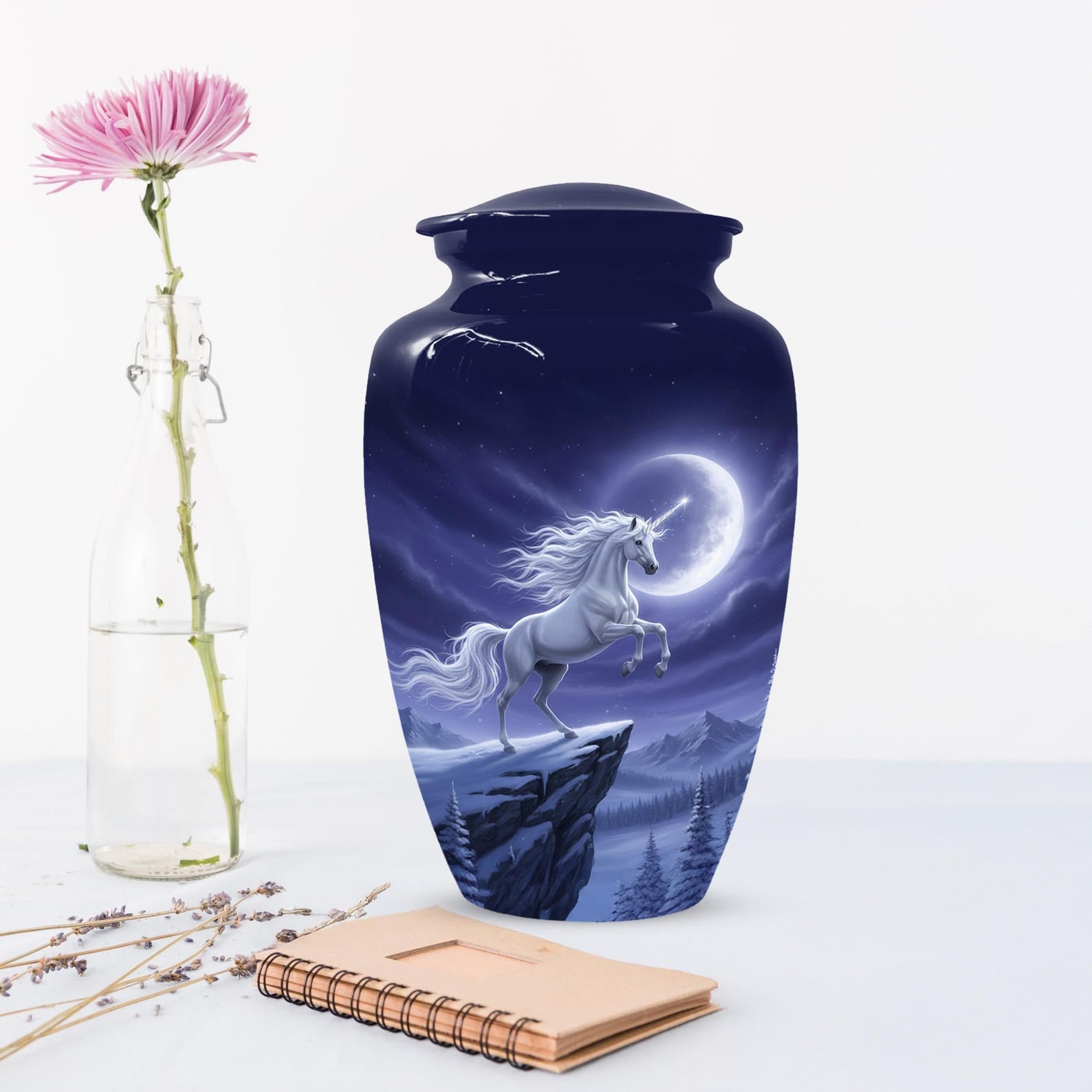 Unicorn Cremation Urn For Women | Purple Small Keepsake Funeral Urns for Mom Ashes
