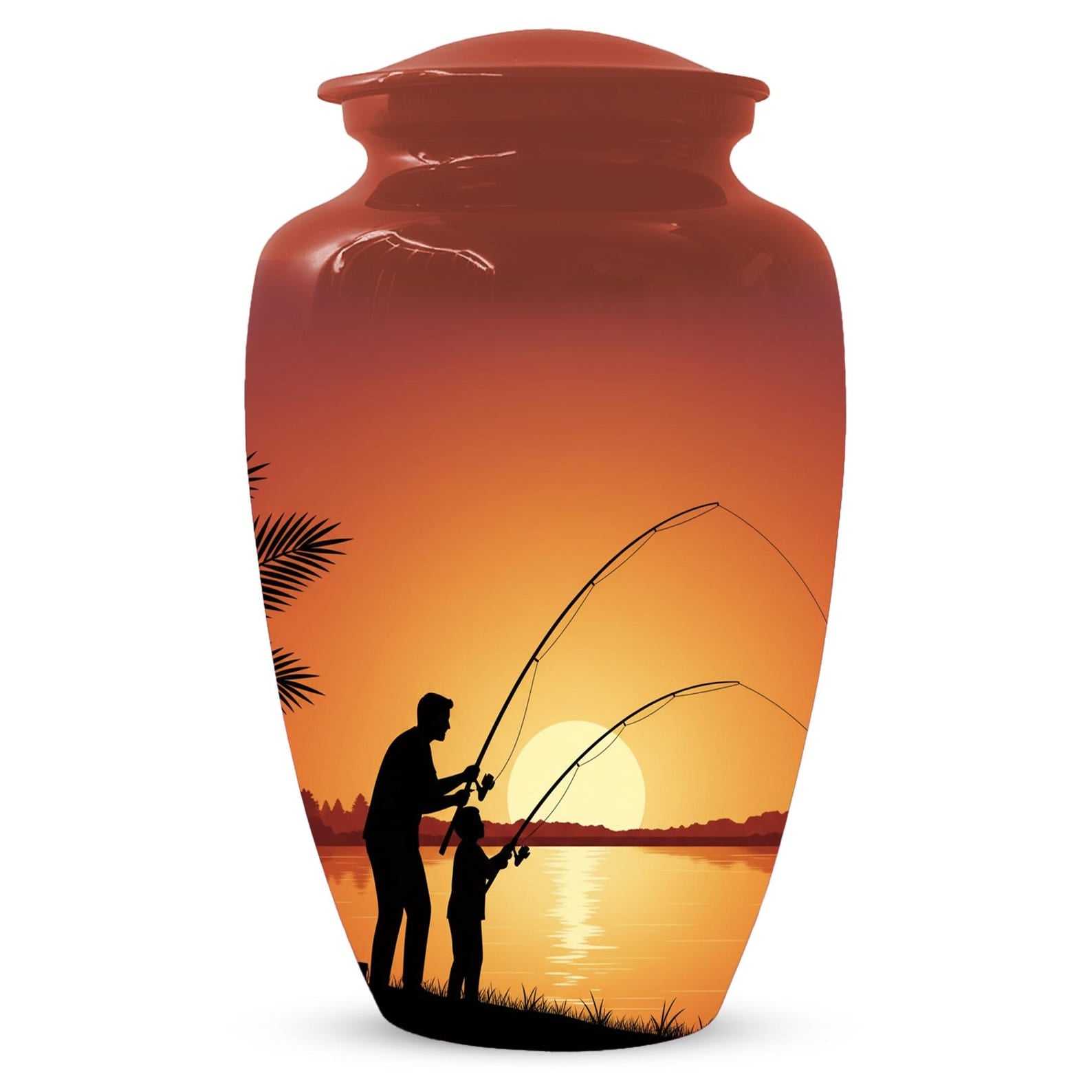 Father Son Fishing Memorial Urn For Dad | Fisherman Cremation Urns For Adult Male