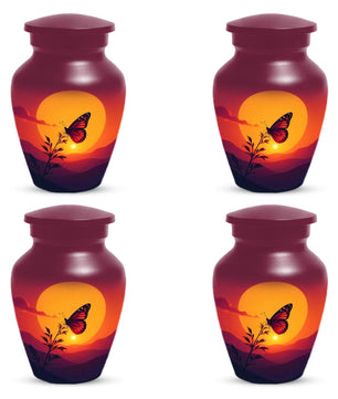 Monarch Butterfly Cremation Urns For Mum, Orange Sunset Keepsake Urn For Mom