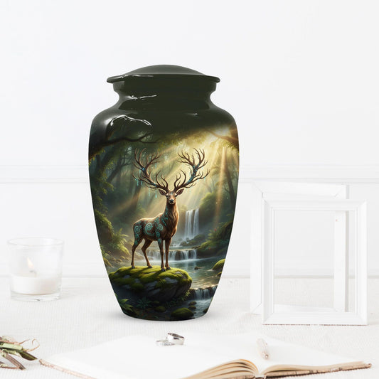 Deer Forest Urn For Human Ashes | Enchanted Hunting Mini Cremation Urns For Adults