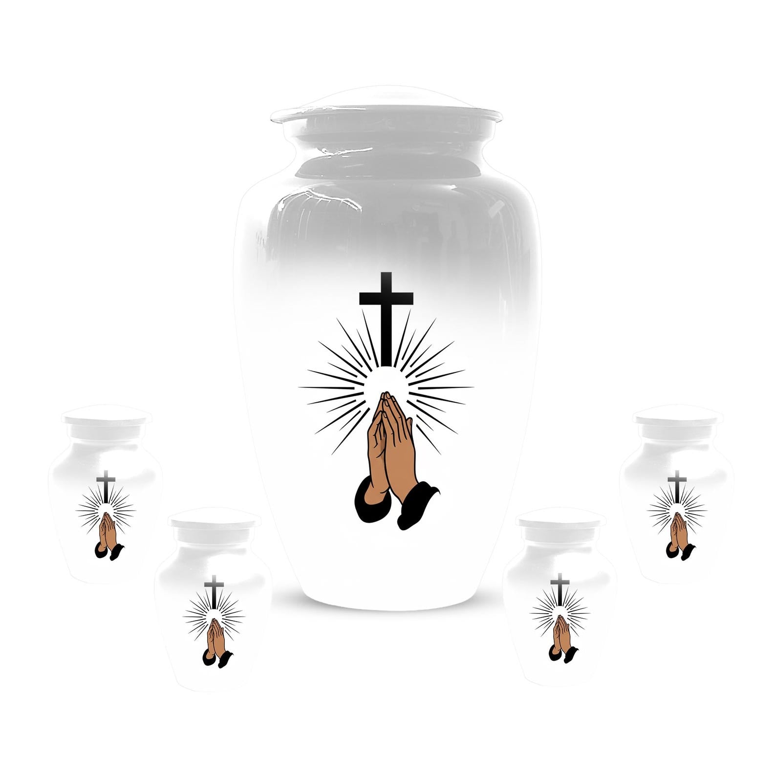 Praying Hands Religious Urn - Cross Urns For Human Ashes Male & Female