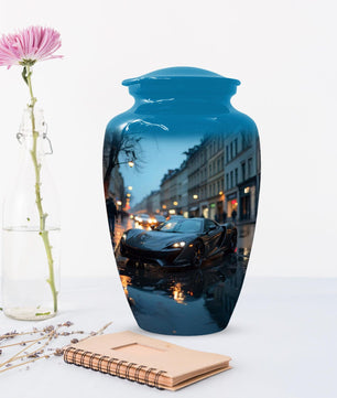 Black Car Cremation Urn For Adults | Mens Blue Urns For Human Ashes