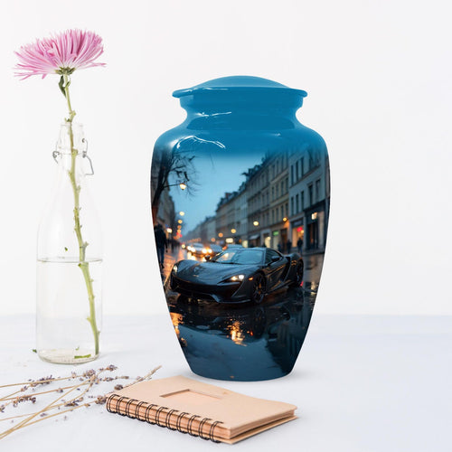 Black Car Cremation Urn For Adults | Mens Blue Urns For Human Ashes