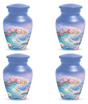 Ocean Waves Urn For Ashes - Personalized Flower Cremation Urns For Adults