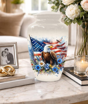 Eagle Patriotic Urn For Veteran - Flower Eagles Urns For Army Veterans