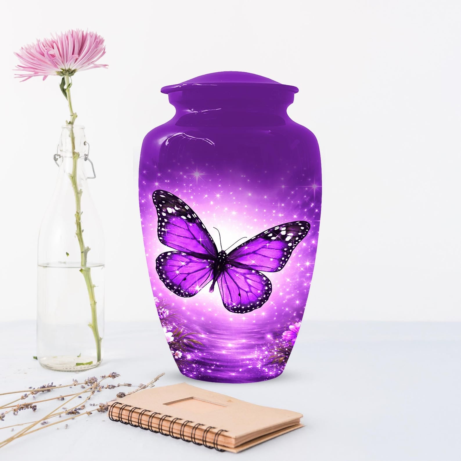 Purple Butterfly Urn For Mom - Cremation Urns For Women With Butterflies